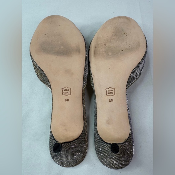 Vaneli Open Toe Sandals Bow Metallic Kitten Hill Silver Wedding Event Size 8N - Picture 8 of 9